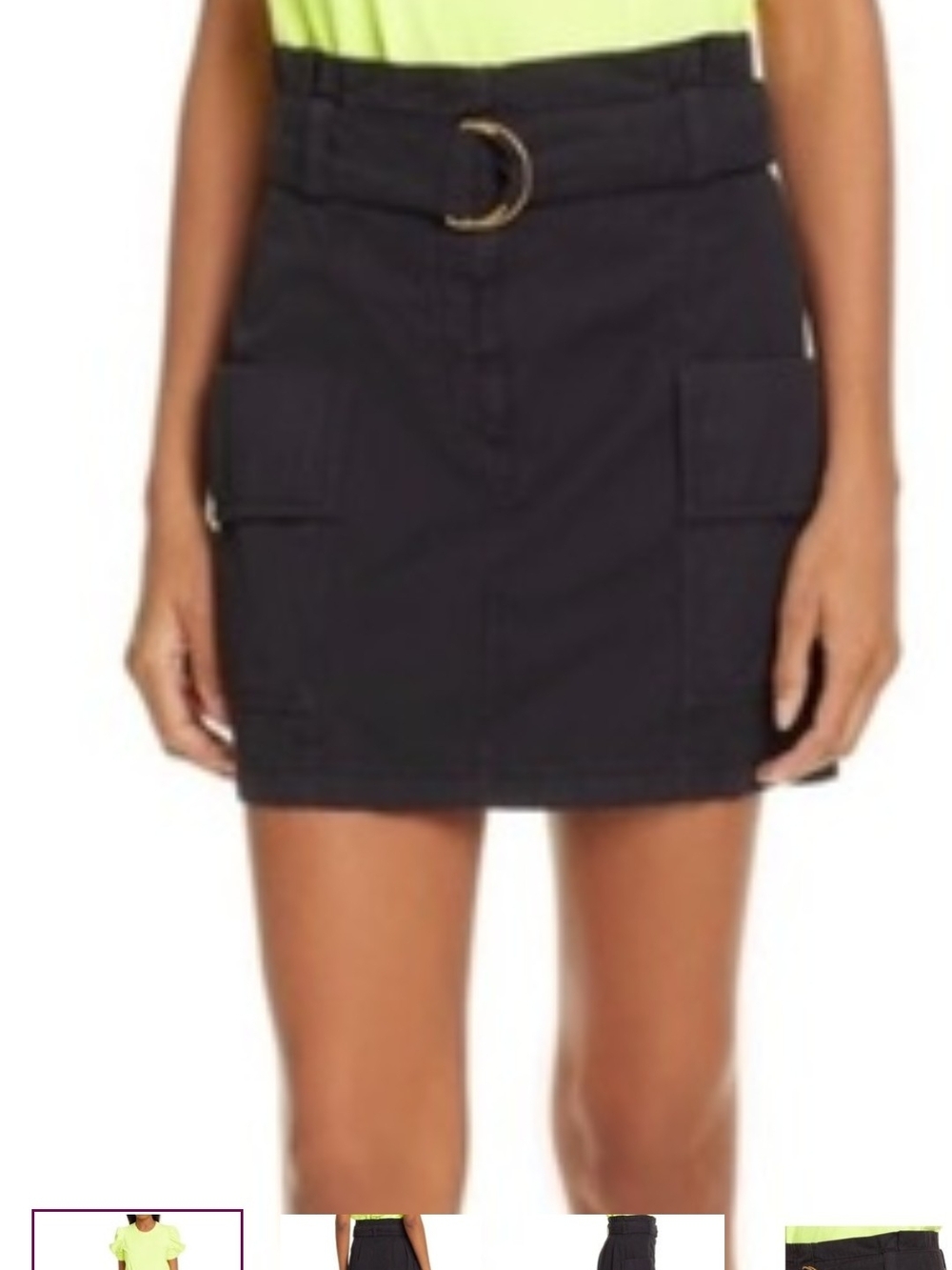 A.L.C. Black Cargo Mini Skirt with D-Ring Waist